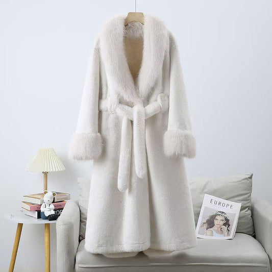 Fur Coat with Collar and Sleeves